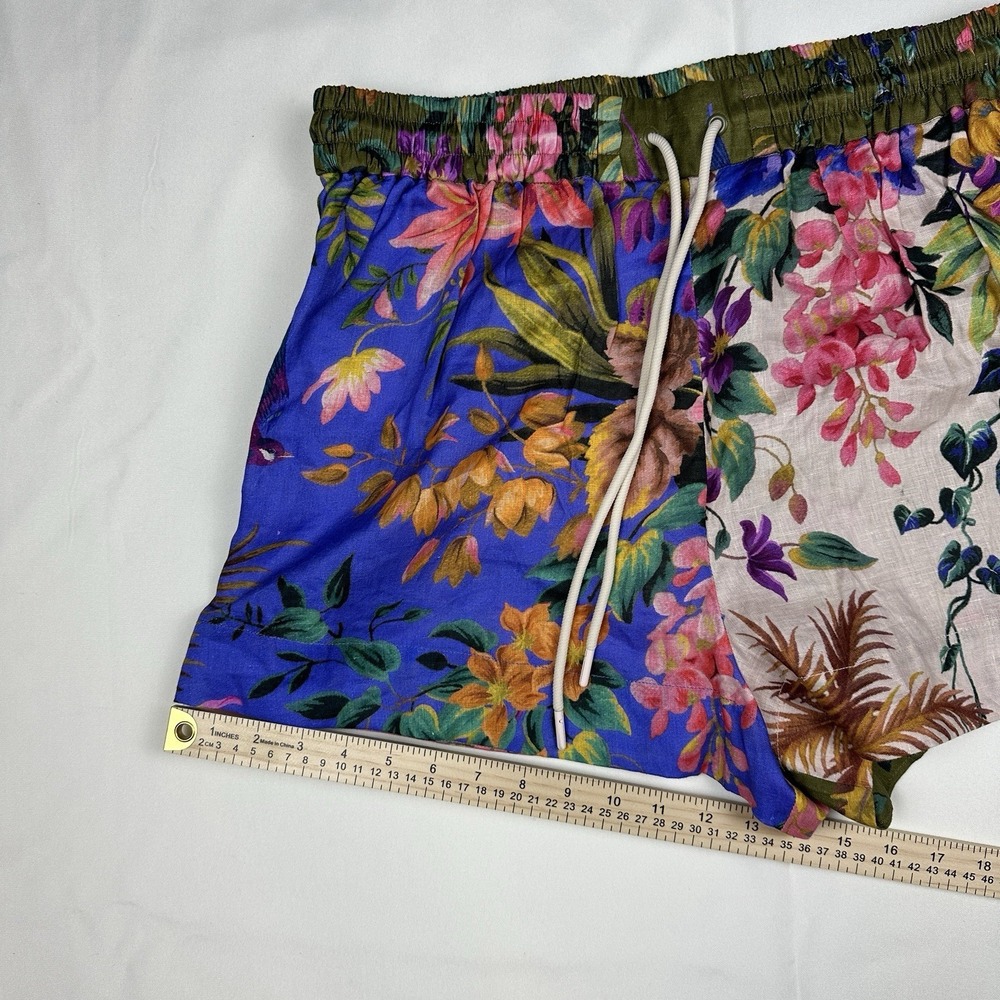 Zimmermann Tropicana Spliced Linen Shorts Size 3 US 8-10 Patchwork Floral Summer - Picture 9 of 12